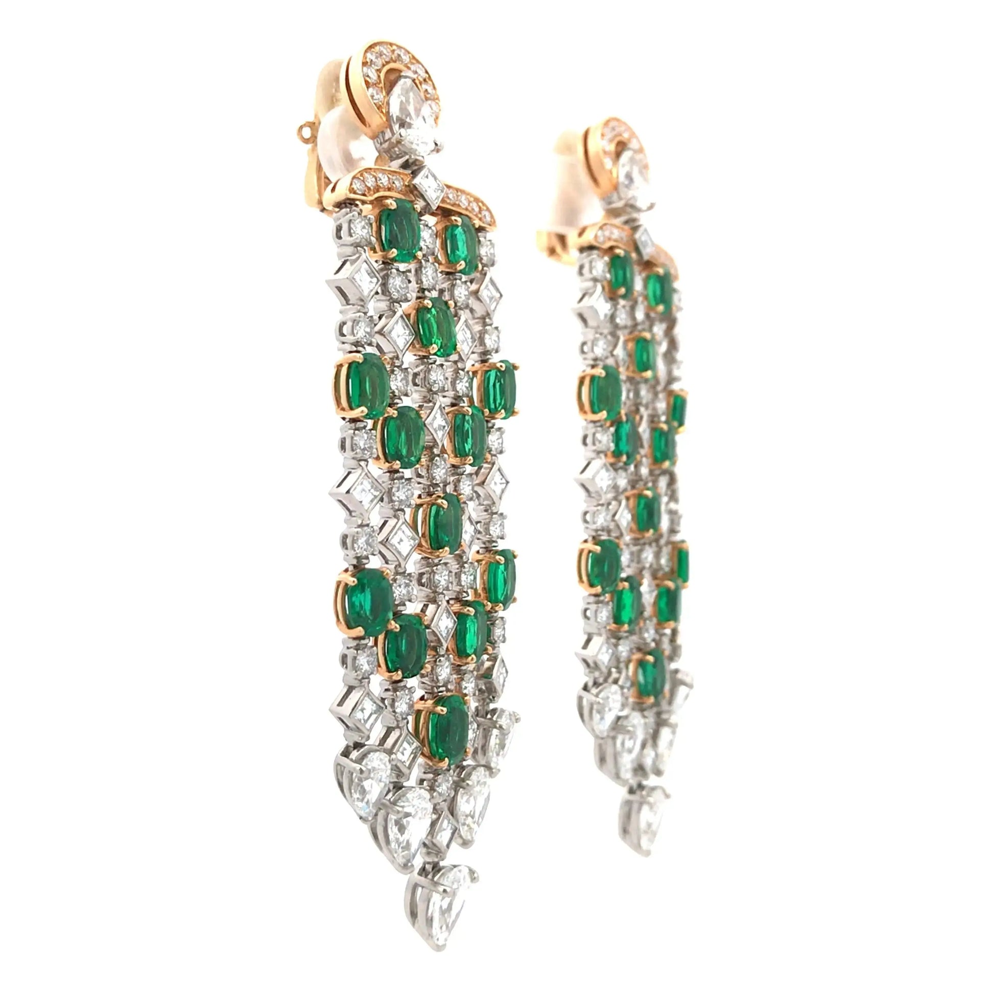 Bvlgari, 18K Gold Emerald Diamond Earrings Bvlgari
