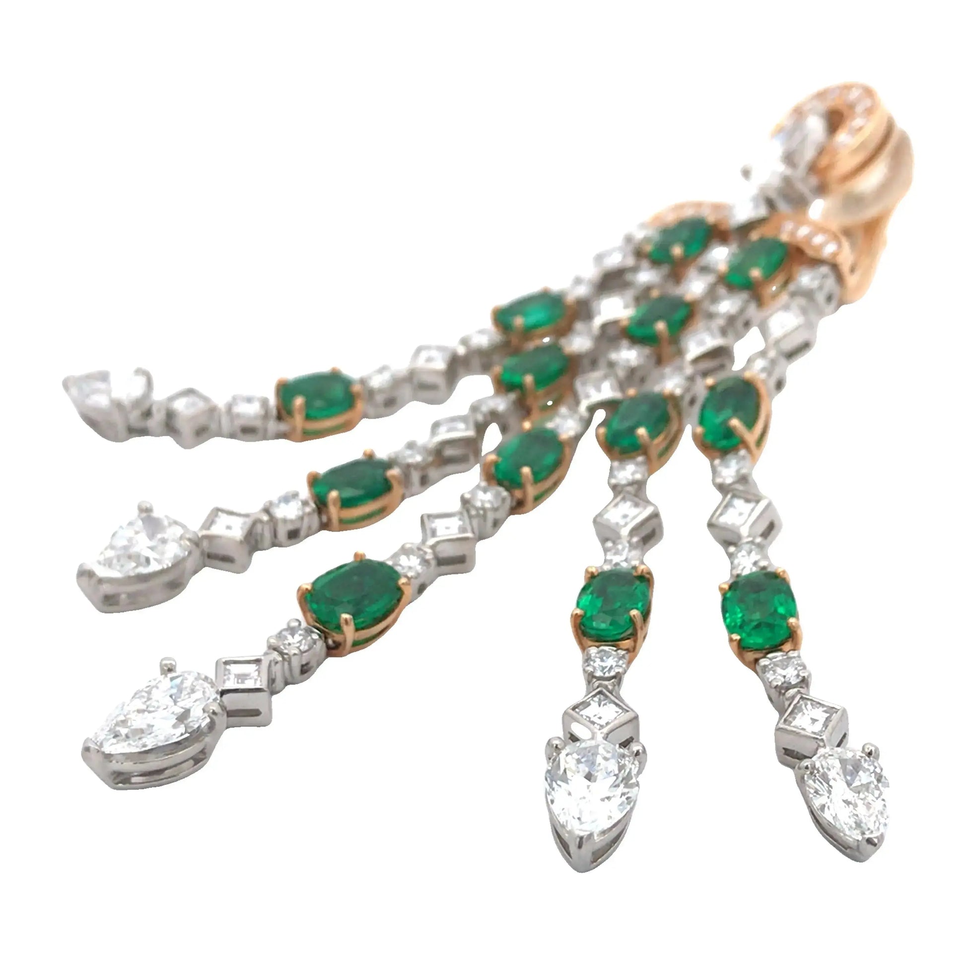 Bvlgari, 18K Gold Emerald Diamond Earrings Bvlgari