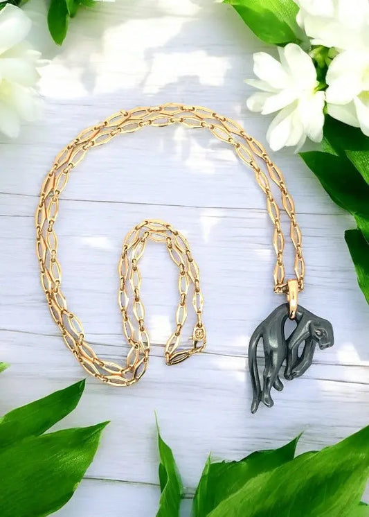 Cartier, 18K Gold Silverium Panthere Pendant Necklace Cartier
