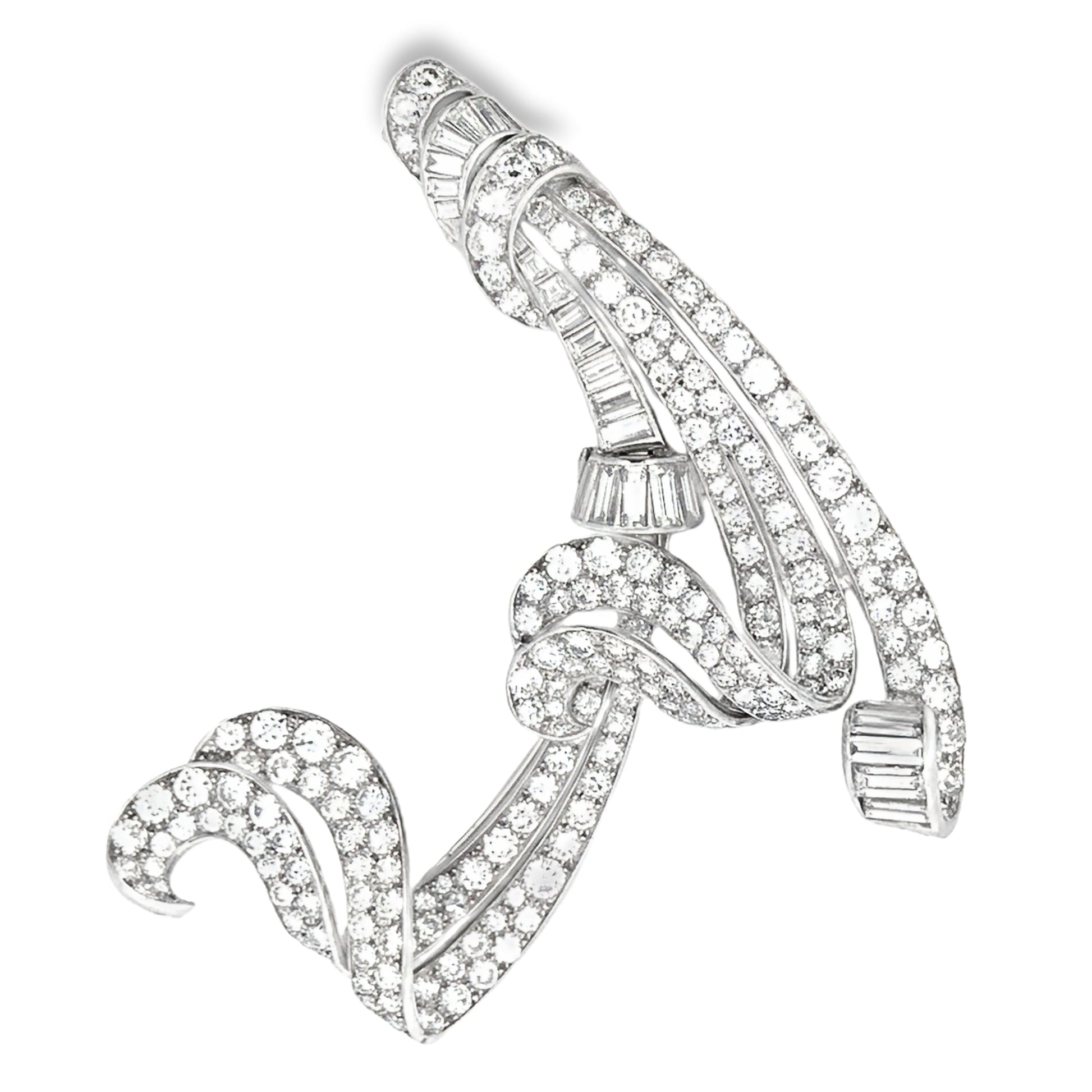 Van Cleef & Arpels, Platinum Double Clip Diamond Brooch VCA