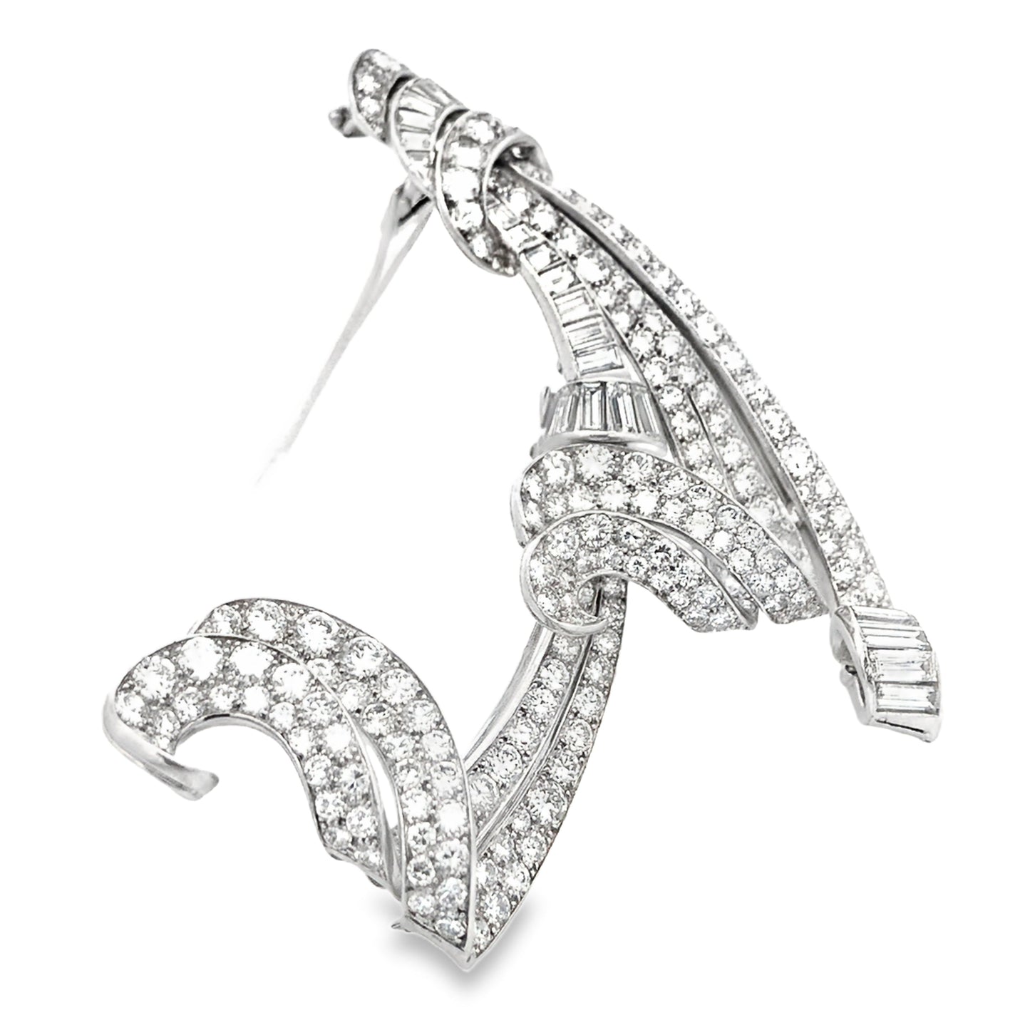 Van Cleef & Arpels, Platinum Double Clip Diamond Brooch VCA