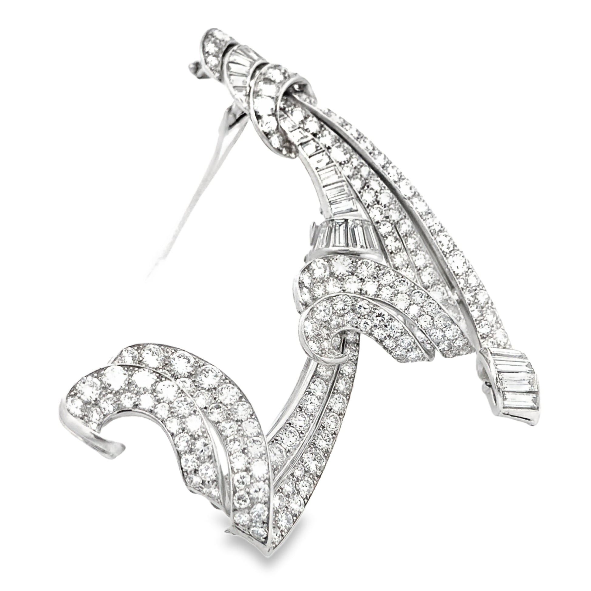 Van Cleef & Arpels, Platinum Double Clip Diamond Brooch VCA
