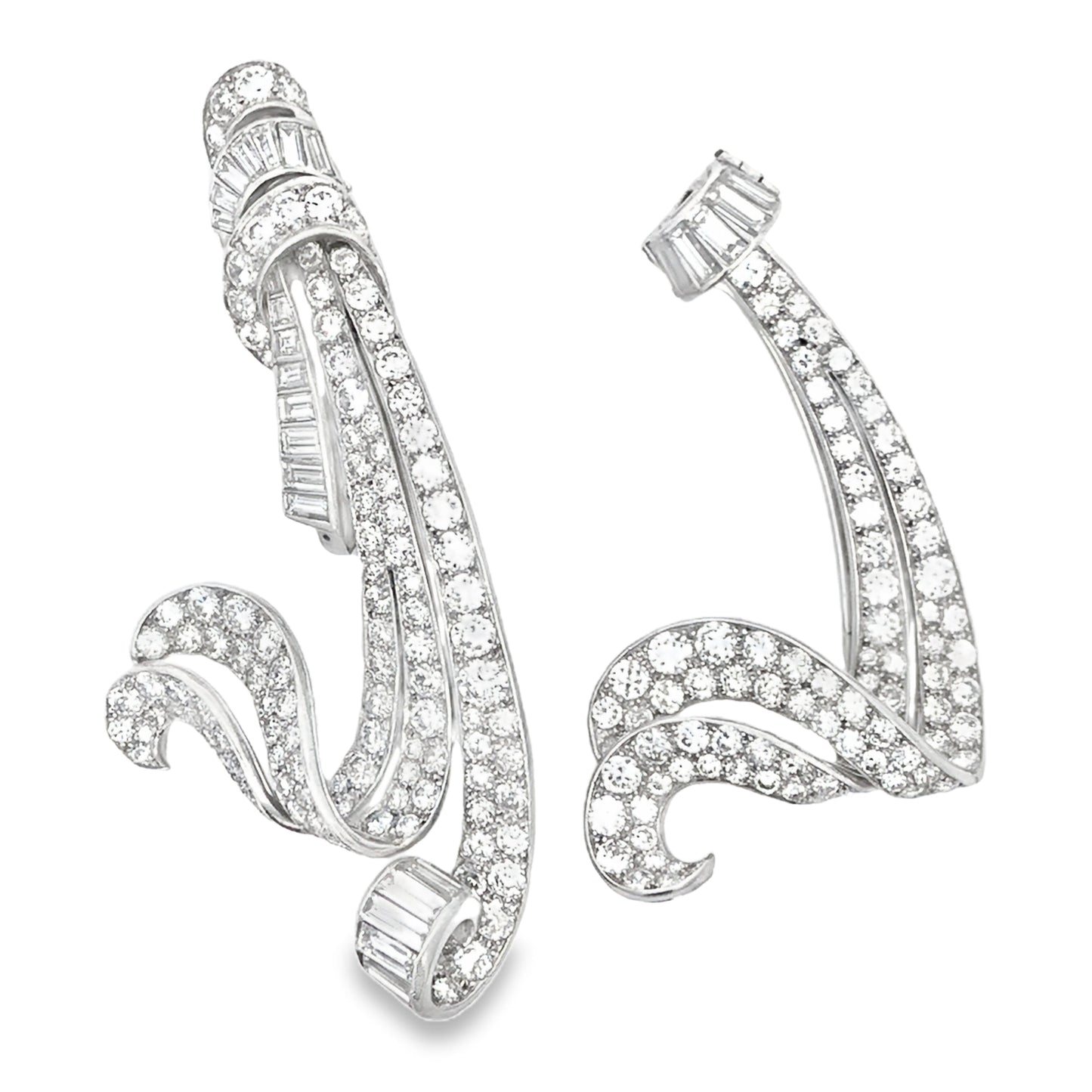 Van Cleef & Arpels, Platinum Double Clip Diamond Brooch VCA