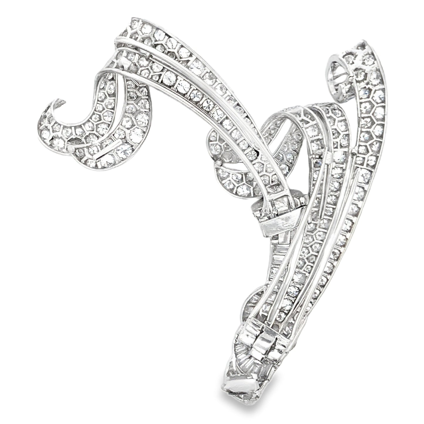 Van Cleef & Arpels, Platinum Double Clip Diamond Brooch VCA