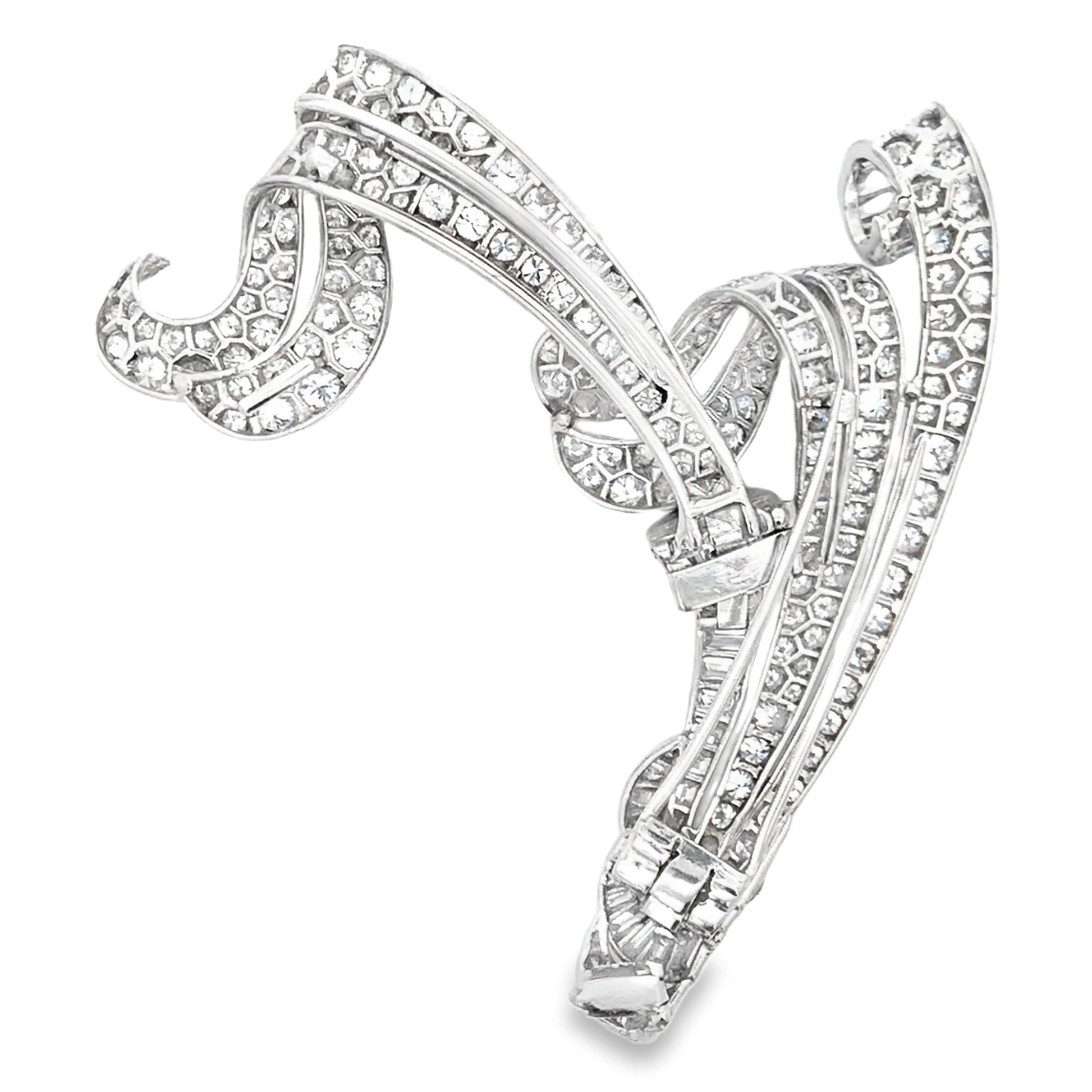 Van Cleef & Arpels, Platinum Double Clip Diamond Brooch VCA