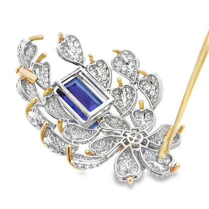 Tiffany Schlumberger, 18K Gold Tanzanite Diamond Brooch Tiffany