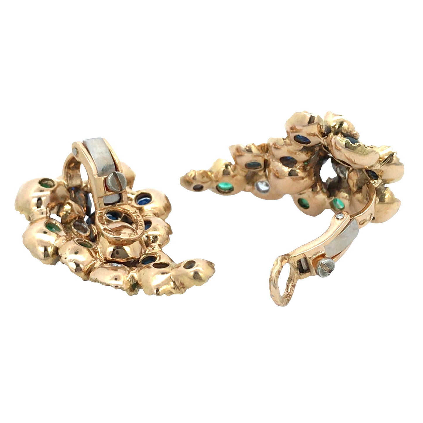 18K Gold Sapphire Emerald Diamond Necklace and Earrings Lueur Jewelry