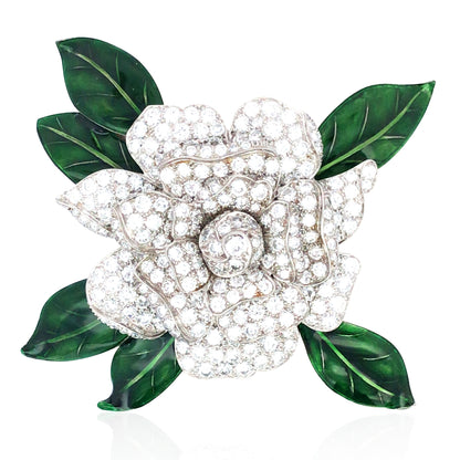 Oscar Heyman, Platinum Diamond Gardenia Brooch Oscar Heyman