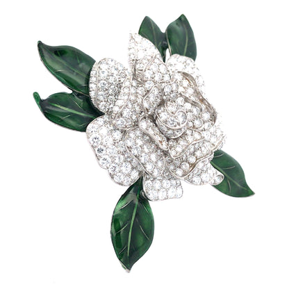 Oscar Heyman, Platinum Diamond Gardenia Brooch Oscar Heyman