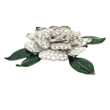 Oscar Heyman, Platinum Diamond Gardenia Brooch Oscar Heyman
