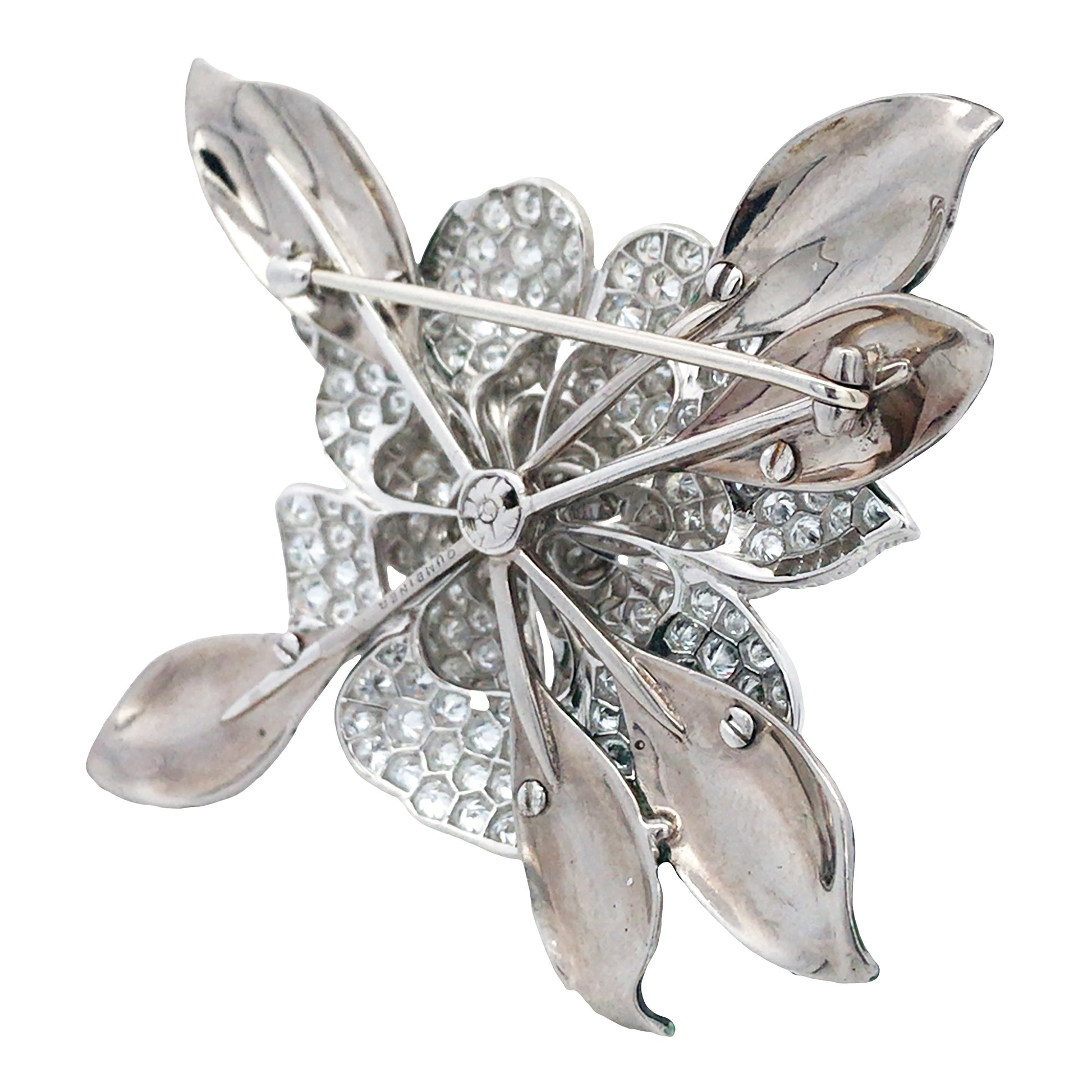Oscar Heyman, Platinum Diamond Gardenia Brooch Oscar Heyman
