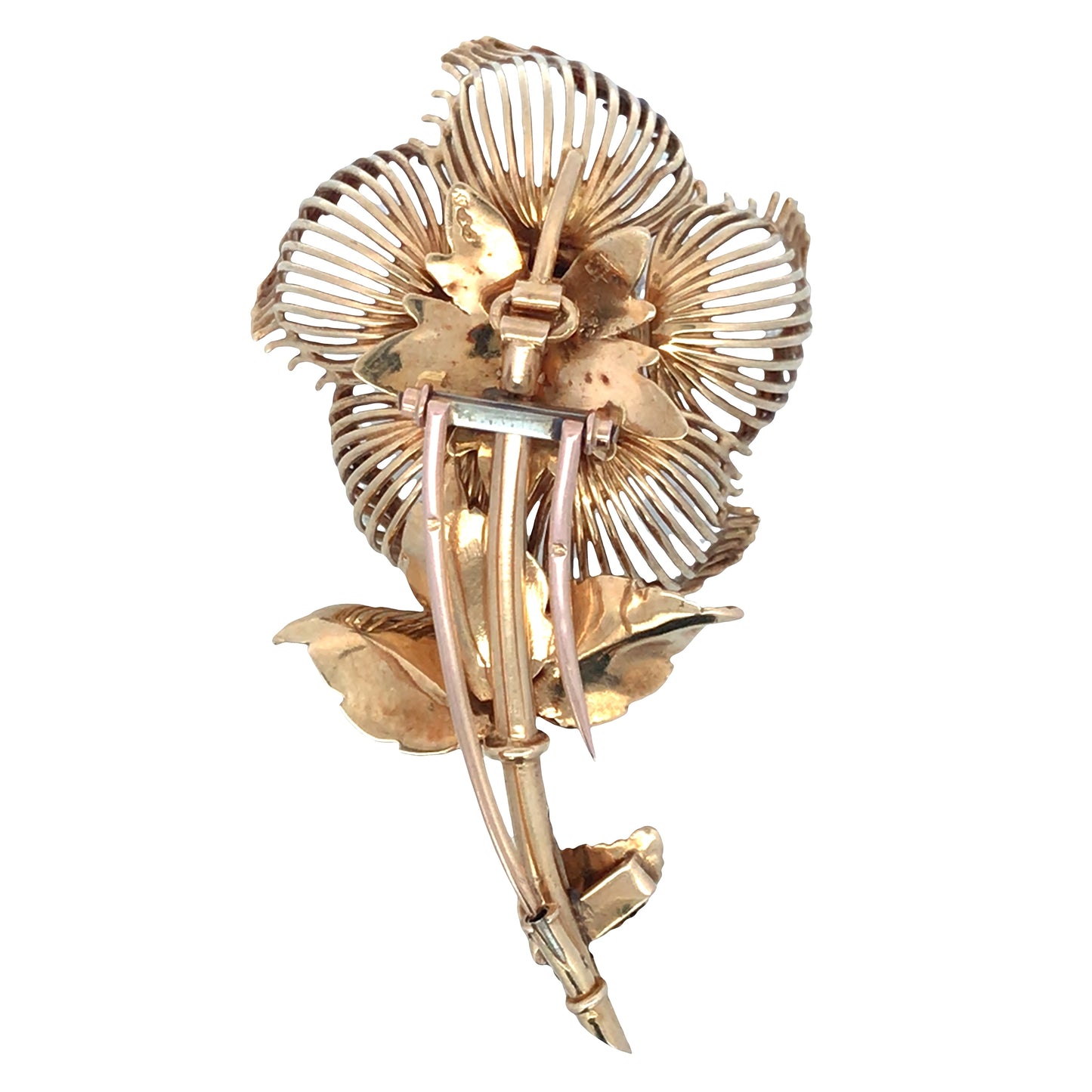 Cartier, 18K Gold Gemstone Diamond Flower Brooch Cartier
