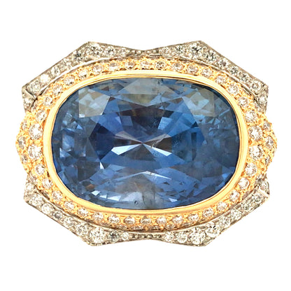 David Webb, Platinum 18K Gol 32.6ct Sapphire Diamond Ring David Webb
