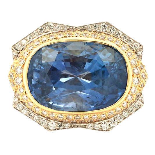 David Webb, Platinum 18K Gol 32.6ct Sapphire Diamond Ring David Webb