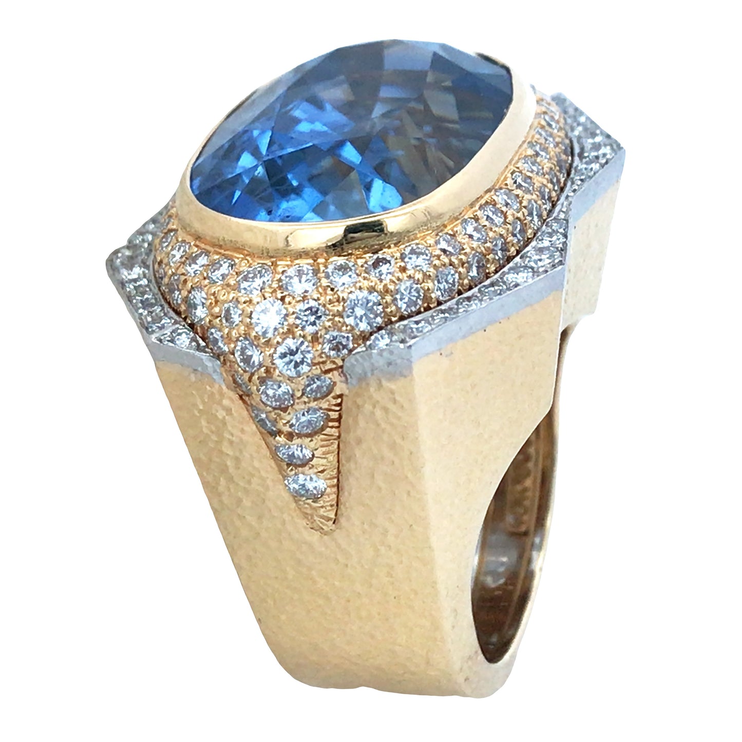 David Webb, Platinum 18K Gol 32.6ct Sapphire Diamond Ring David Webb