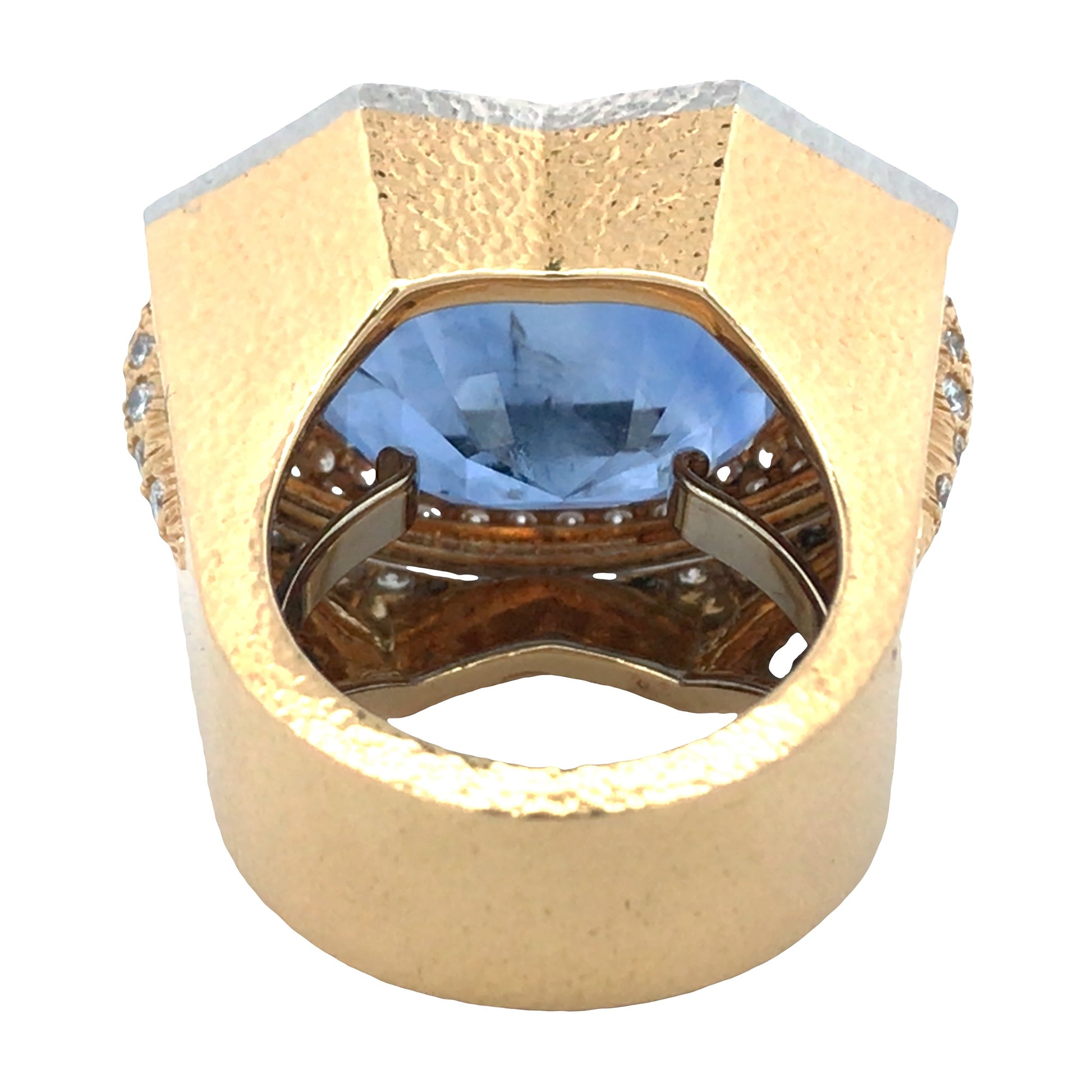 David Webb, Platinum 18K Gol 32.6ct Sapphire Diamond Ring David Webb