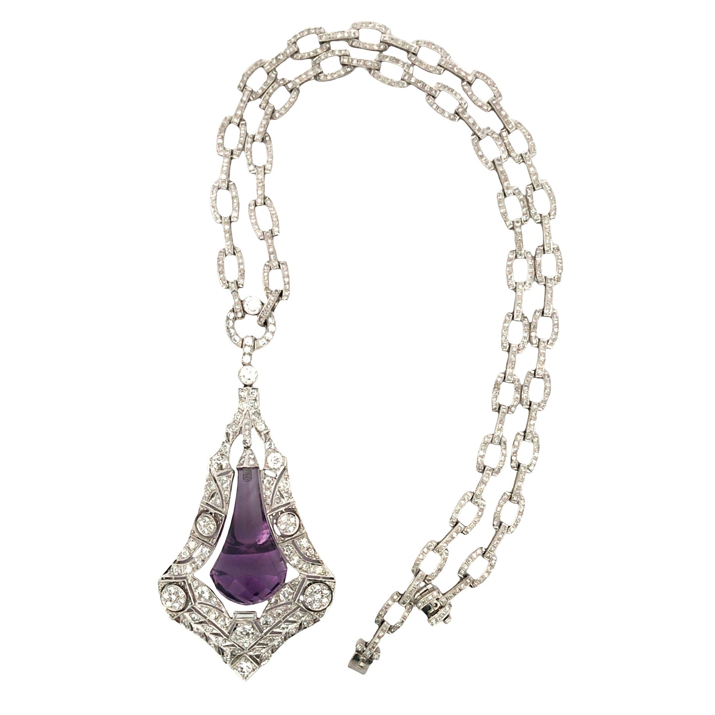 18K Gold Amethyst Diamond Pendant Necklace Lueur Jewelry