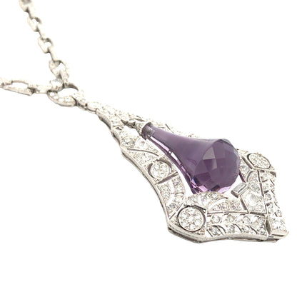 18K Gold Amethyst Diamond Pendant Necklace Lueur Jewelry