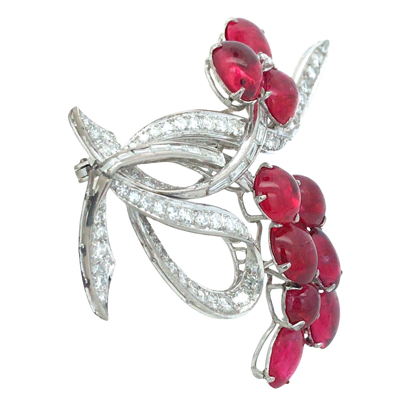 14K Gold Ruby Diamond Brooch Lueur Jewelry