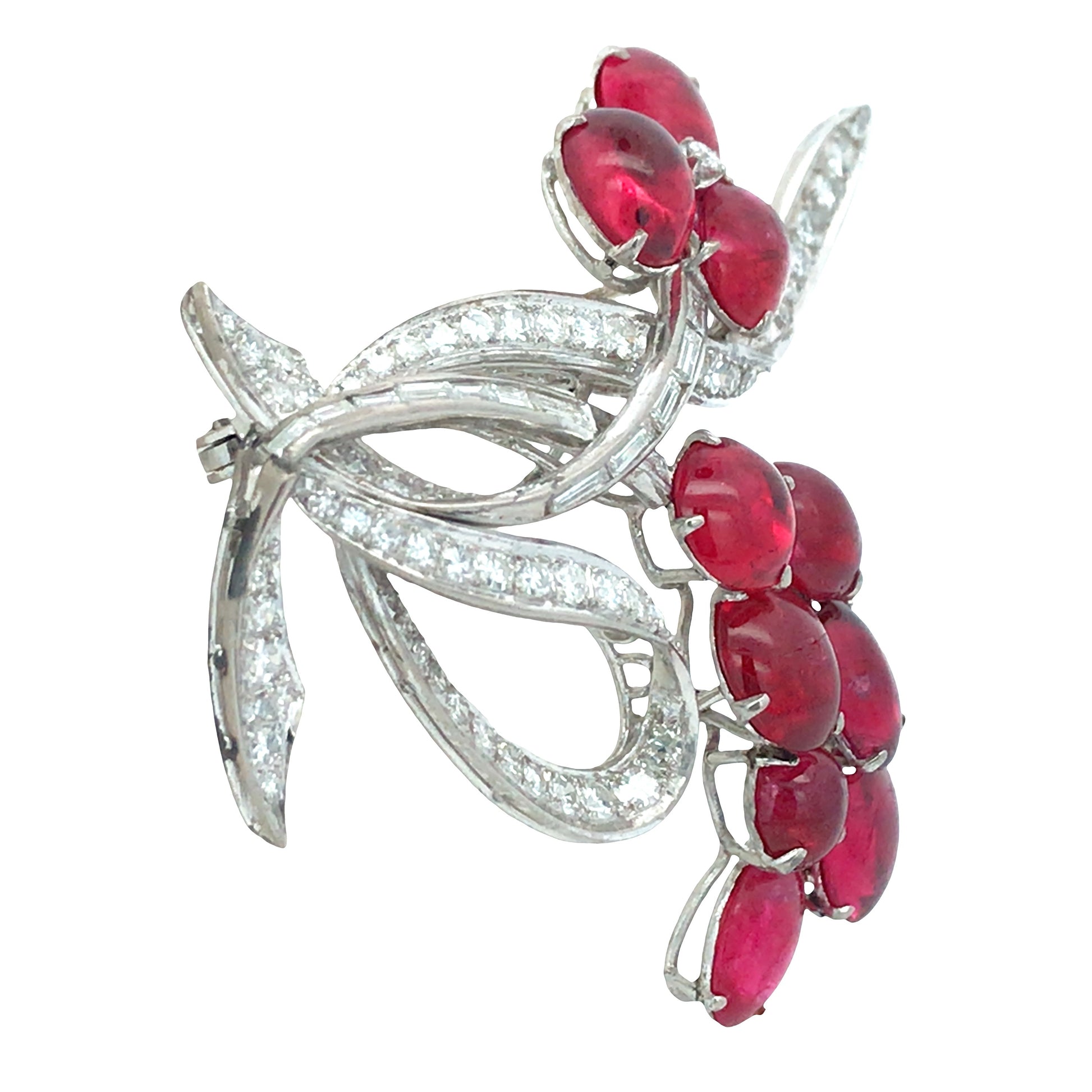 14K Gold Ruby Diamond Brooch Lueur Jewelry