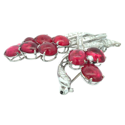 14K Gold Ruby Diamond Brooch Lueur Jewelry