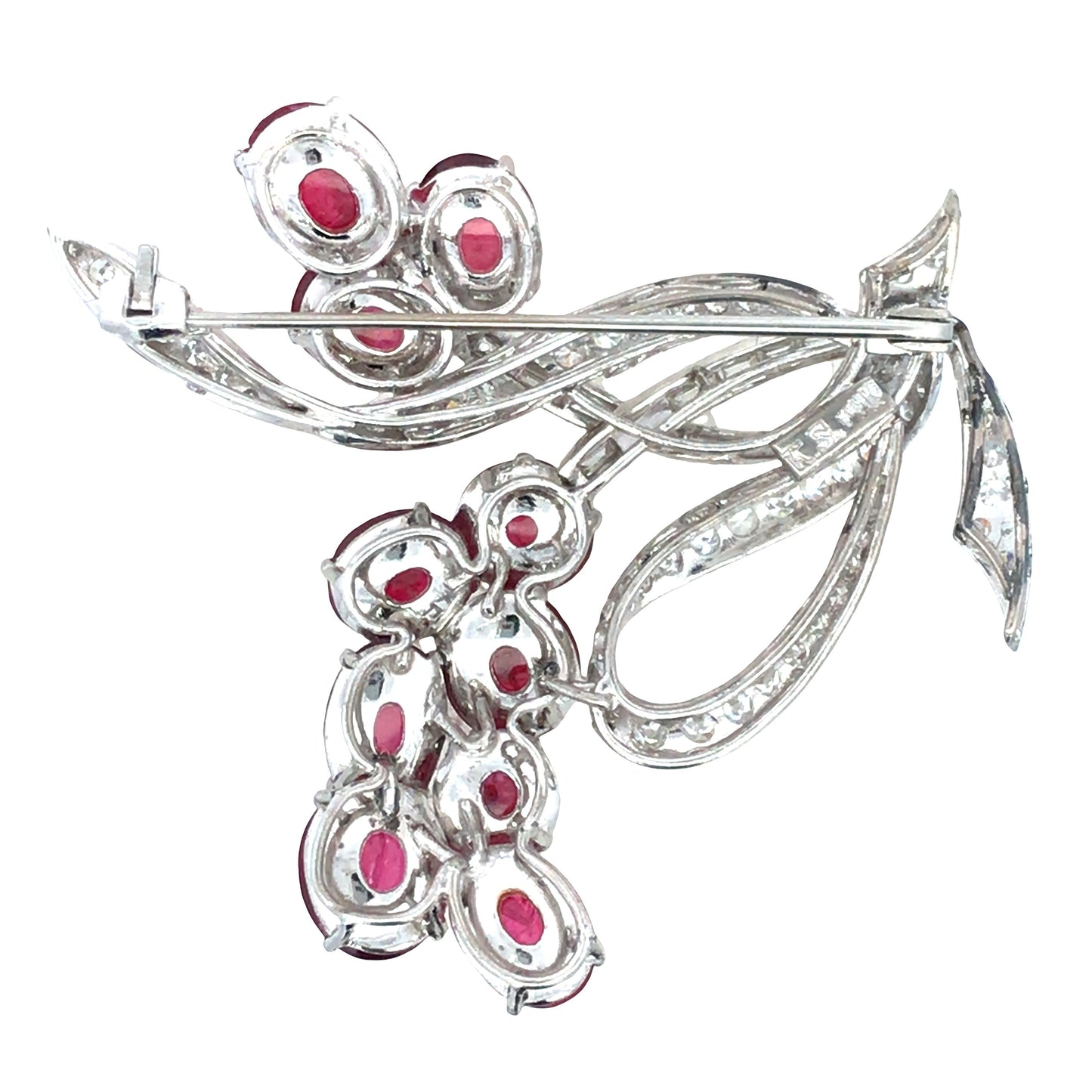 14K Gold Ruby Diamond Brooch Lueur Jewelry