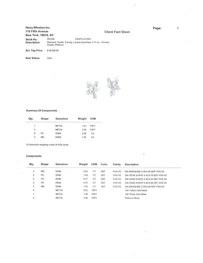 Harry Winston, Platinum Diamond Earrings, Valuation Harry Winston