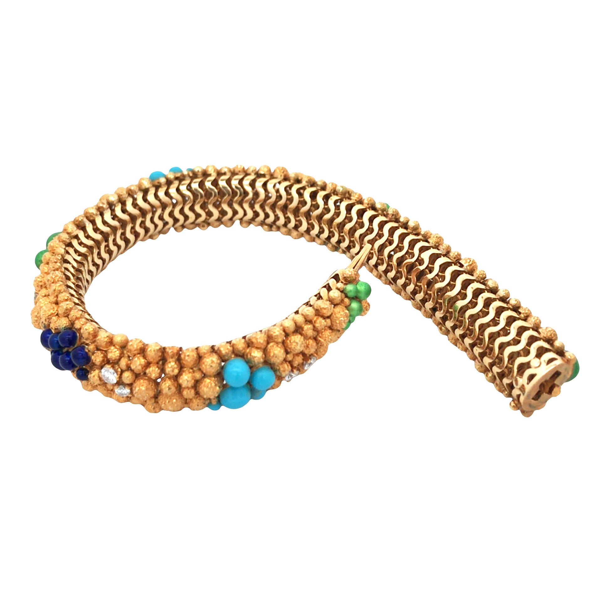 Farone, 18K Gold Enamel Diamond Bracelet Farone