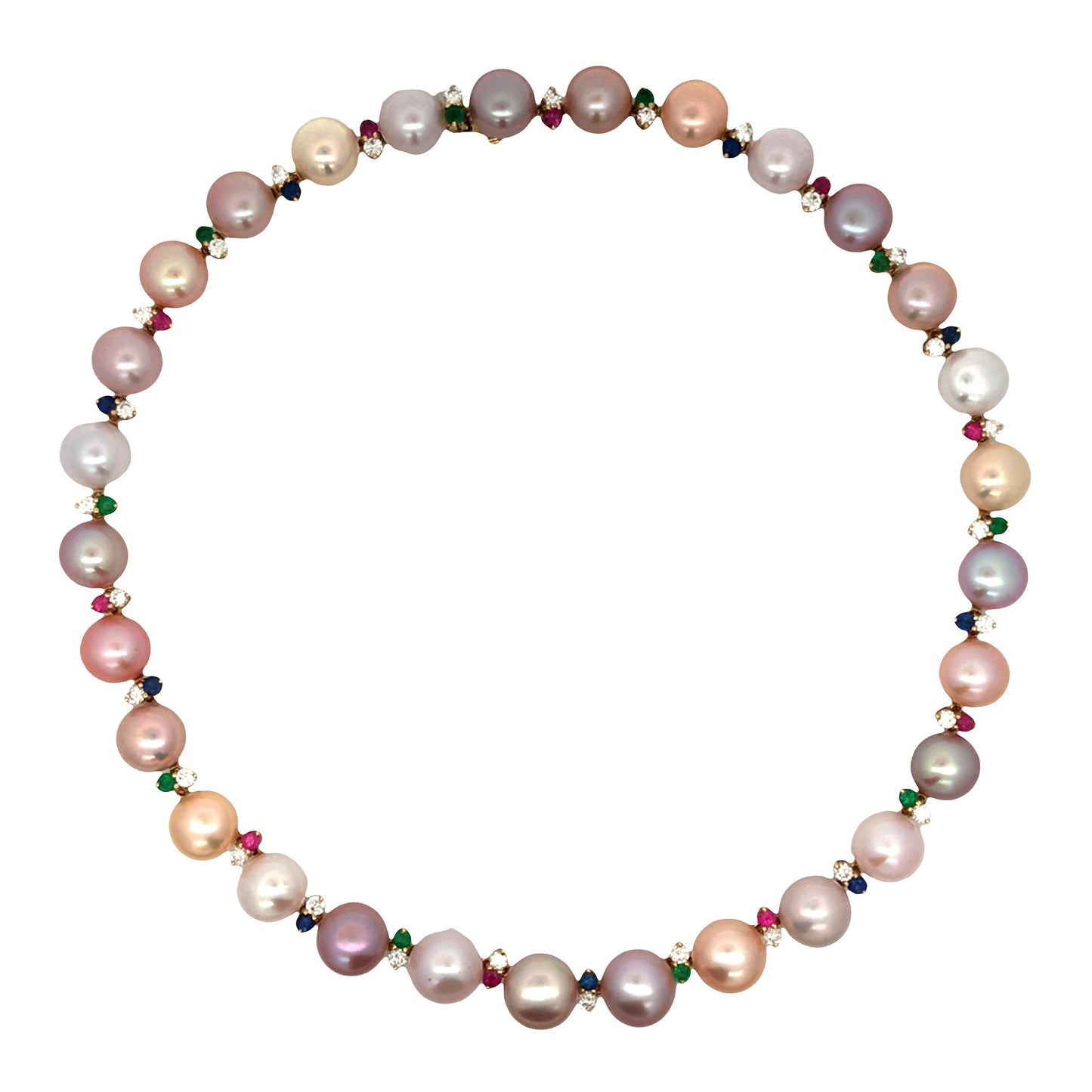 18K Gold Pearl Gemstone Diamond Necklace Lueur Jewelry