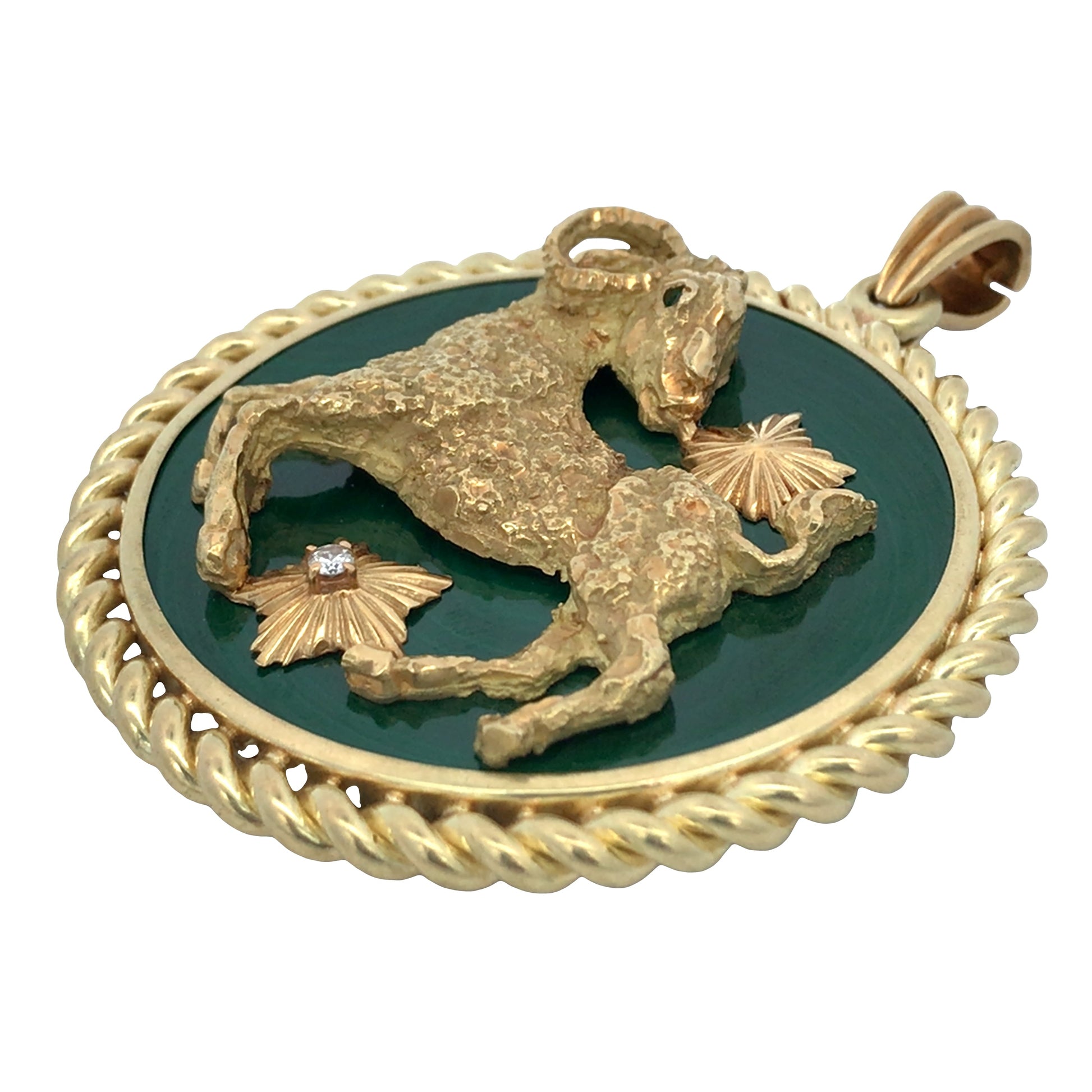 Van Cleef & Arpels, 18K Gold Malachite Pendant VCA