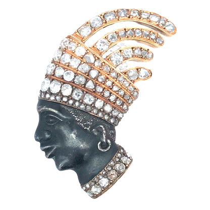 18K Gold Diamond Indian Head Brooch Lueur Jewelry