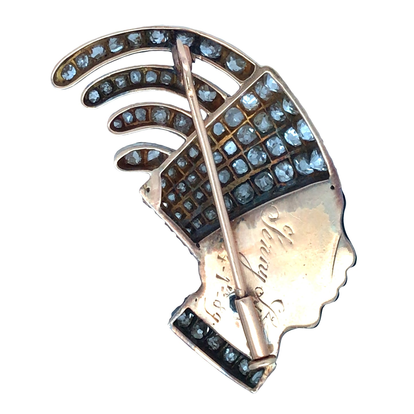 18K Gold Diamond Indian Head Brooch Lueur Jewelry