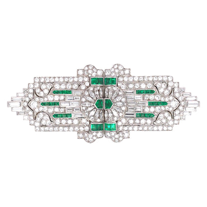 Emerald Diamond Double-pin Brooch Lueur Jewelry