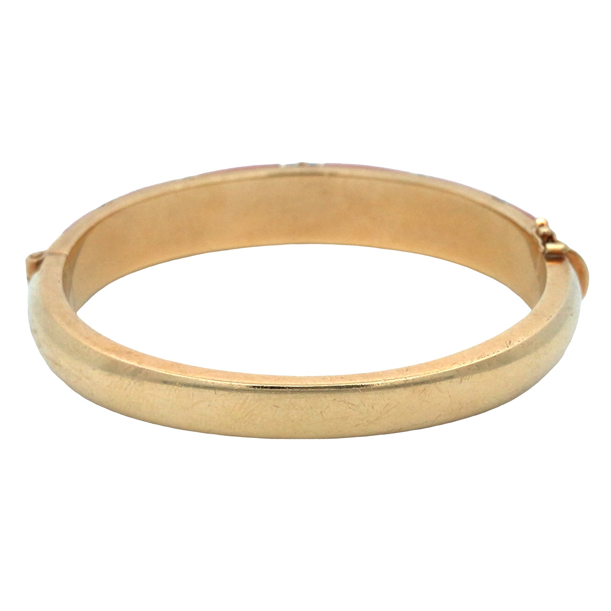 18K Gold Enamel Coral Bangle Lueur Jewelry