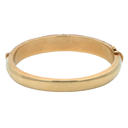 18K Gold Enamel Coral Bangle Lueur Jewelry