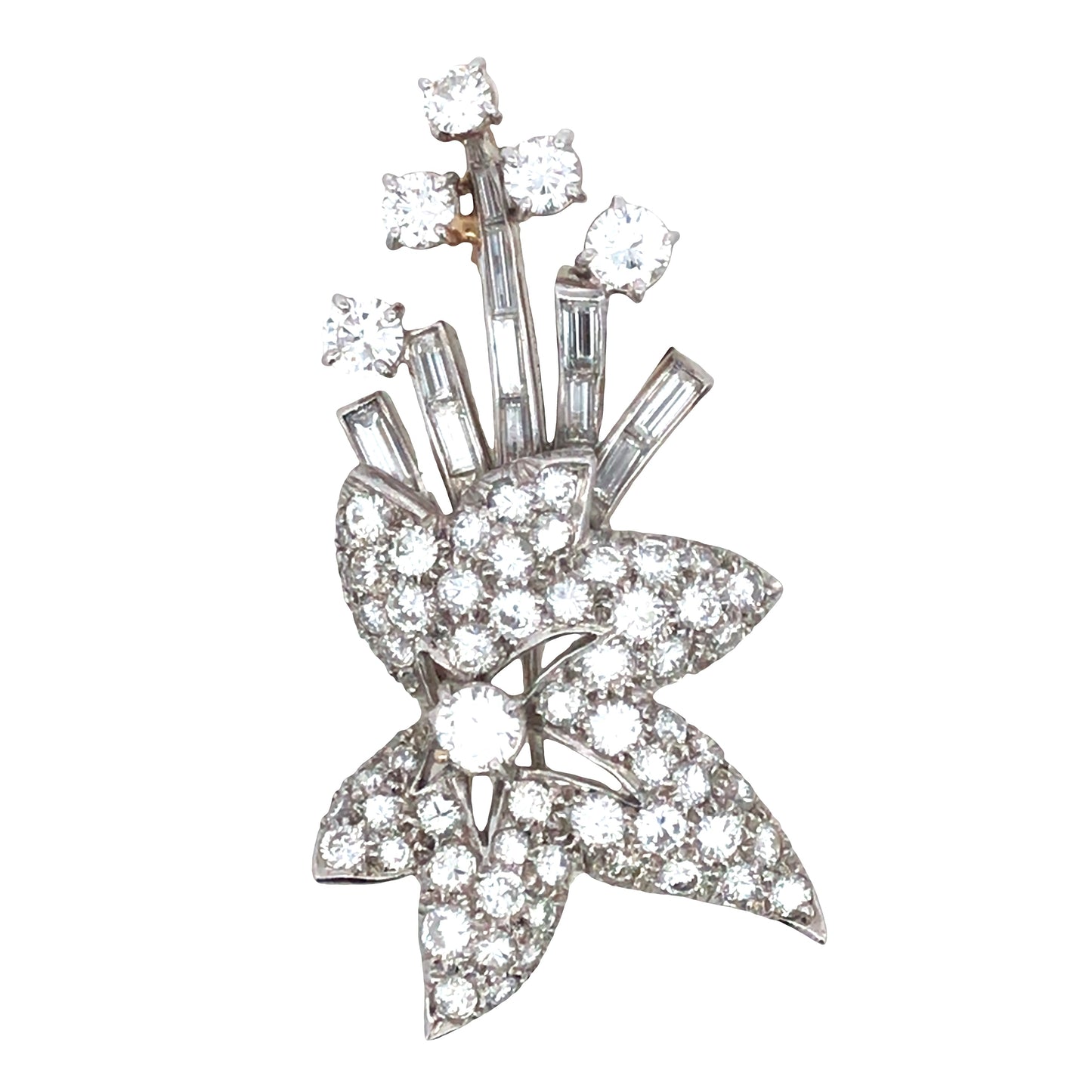 Platinum Diamond Brooch Lueur Jewelry
