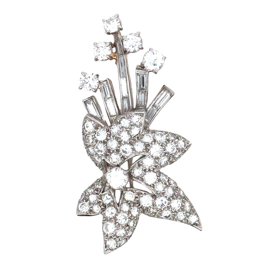 Platinum Diamond Brooch Lueur Jewelry