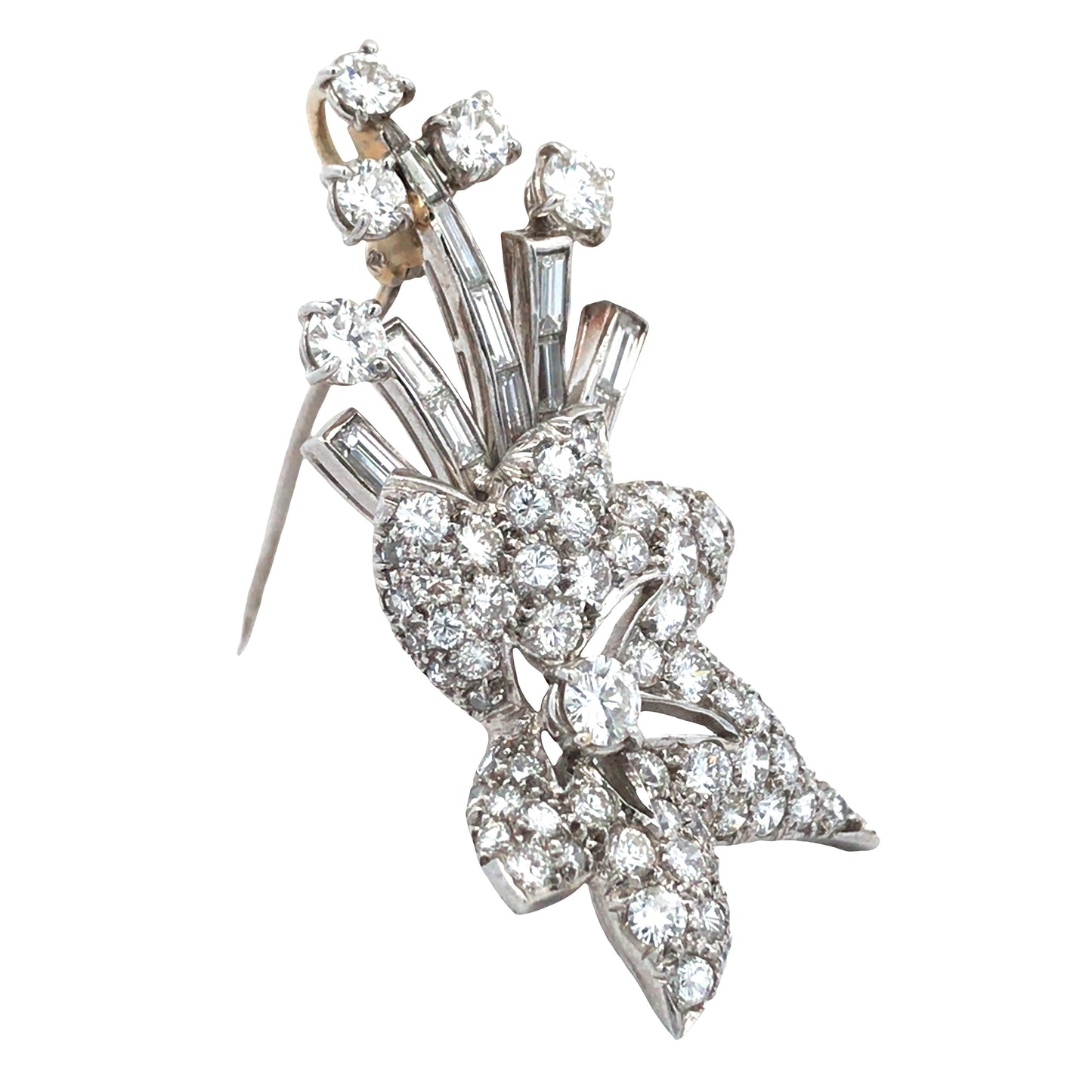 Platinum Diamond Brooch Lueur Jewelry