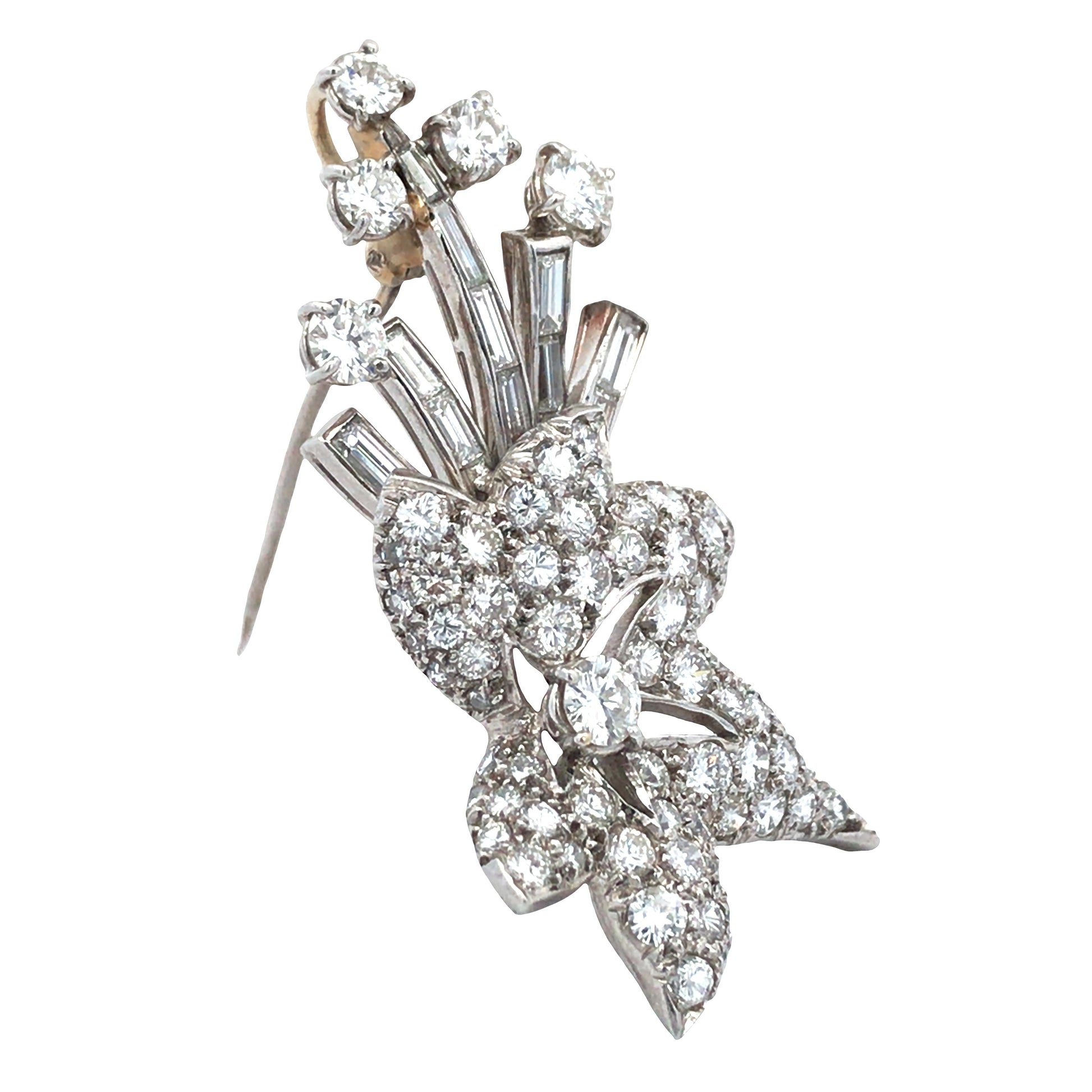 Platinum Diamond Brooch Lueur Jewelry