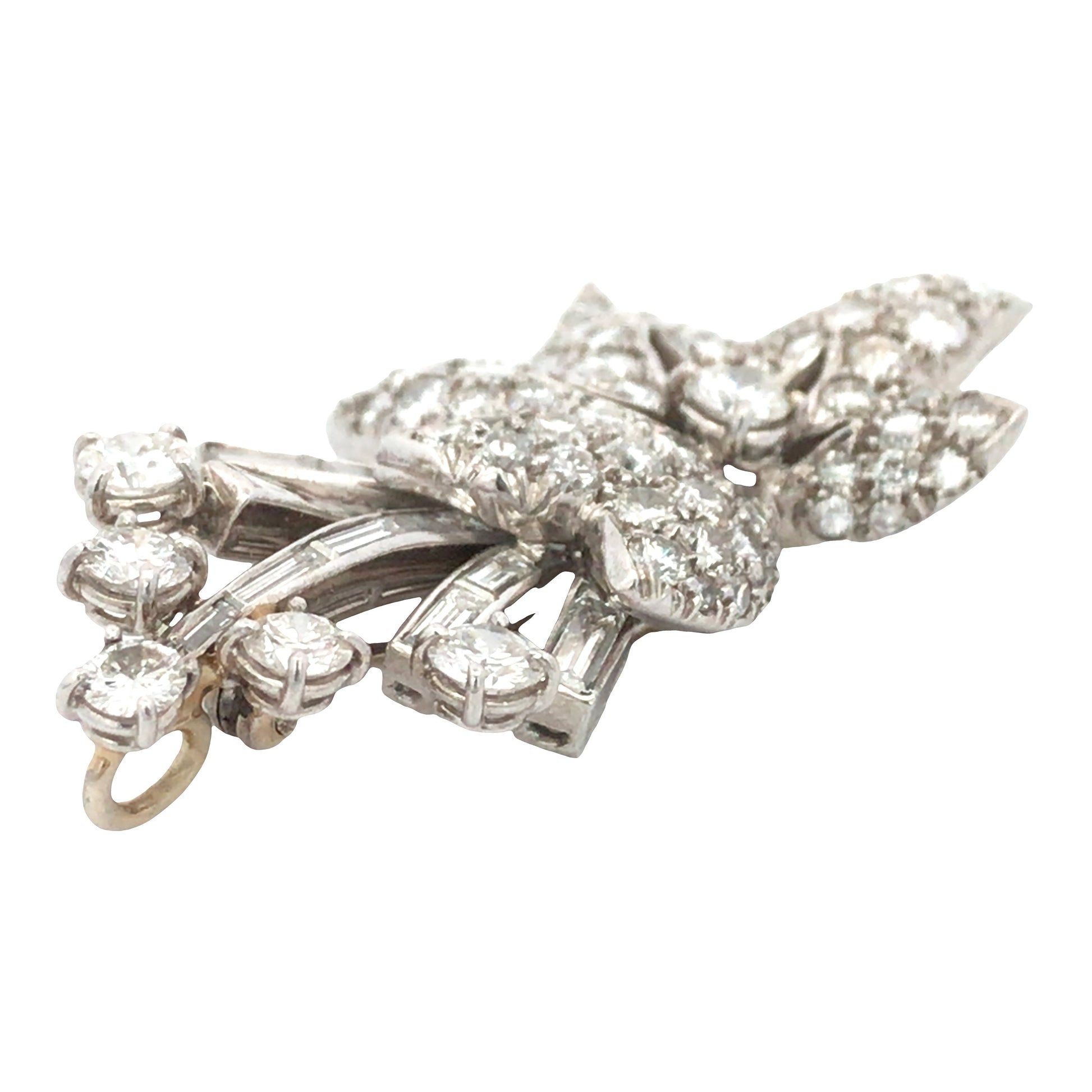 Platinum Diamond Brooch Lueur Jewelry