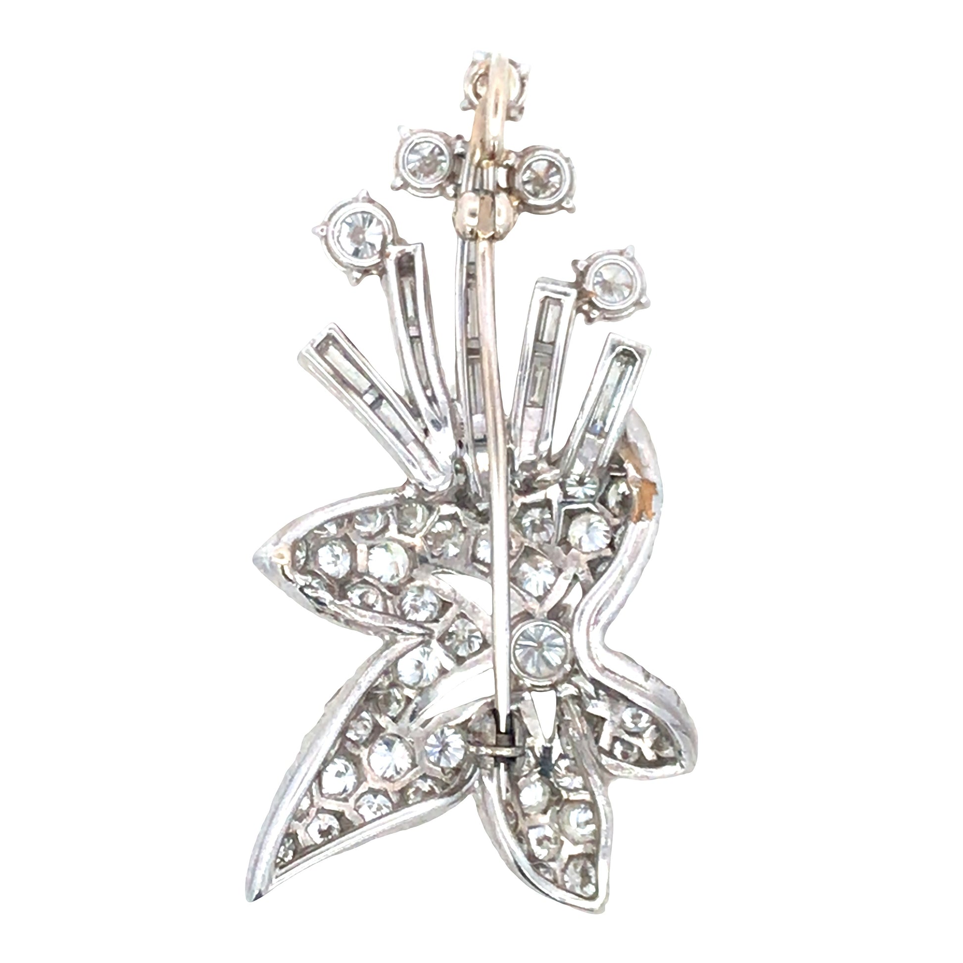 Platinum Diamond Brooch Lueur Jewelry