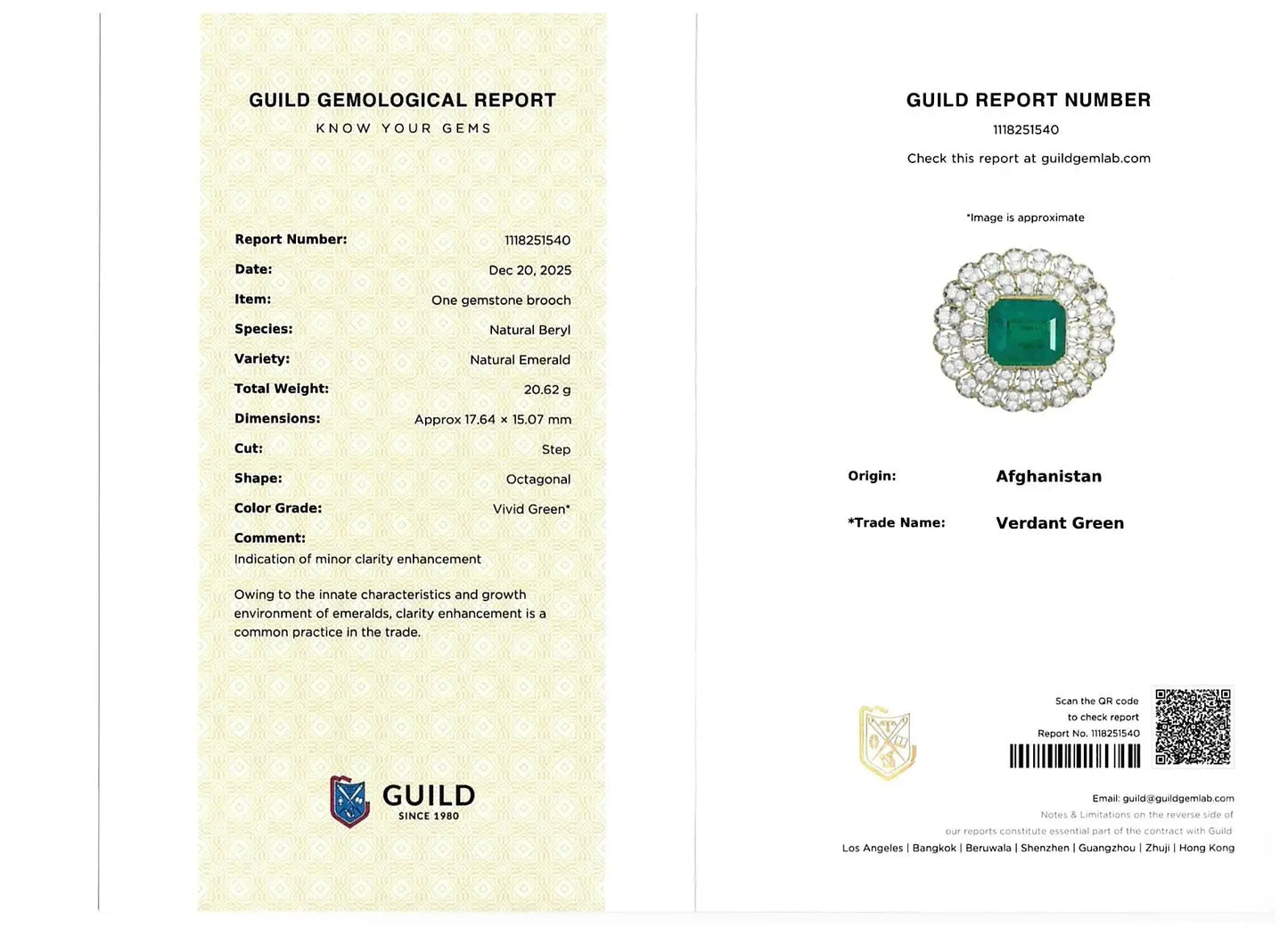 Buccellati, 18K Gold Emerald Diamond Brooch, Guild Buccellati