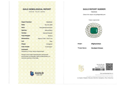 Buccellati, 18K Gold Emerald Diamond Brooch, Guild Buccellati