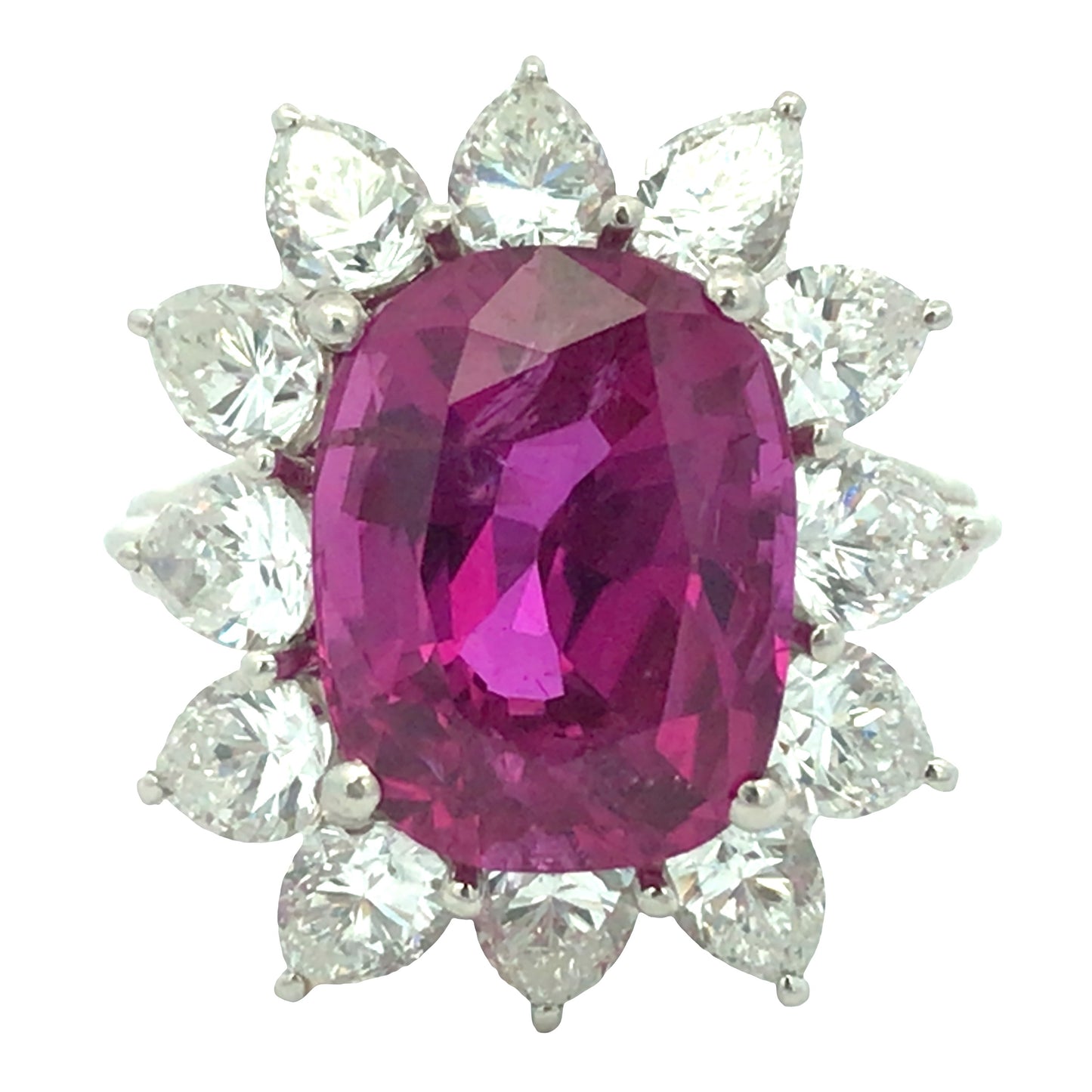18K Gold 7.69ct Ceylon no-heat Pink Sapphire Diamond Ring, AGL Lueur Jewelry