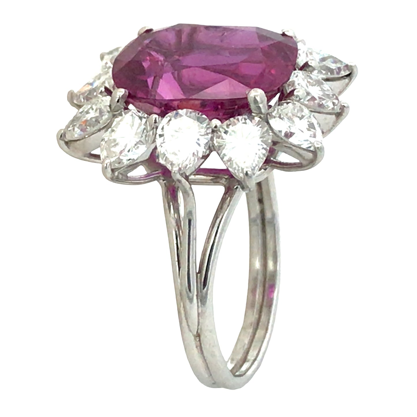 18K Gold 7.69ct Ceylon no-heat Pink Sapphire Diamond Ring, AGL Lueur Jewelry