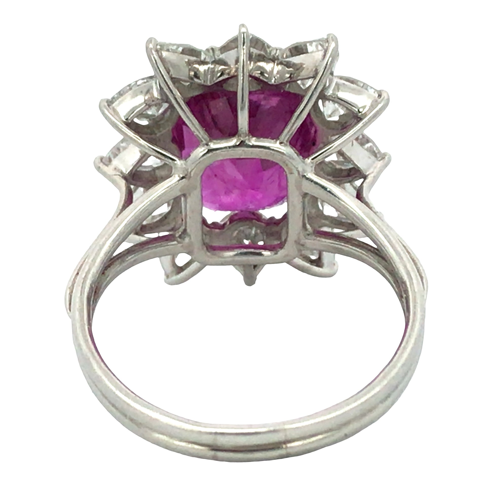 18K Gold 7.69ct Ceylon no-heat Pink Sapphire Diamond Ring, AGL Lueur Jewelry