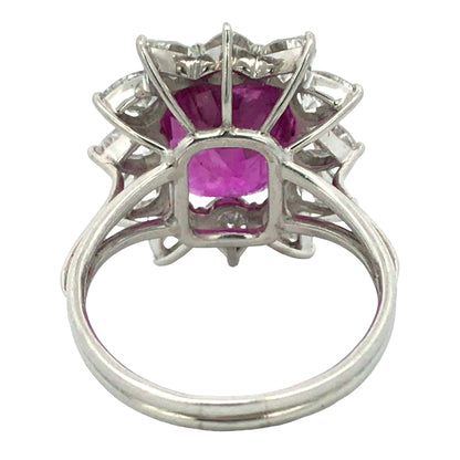 18K Gold 7.69ct Ceylon no-heat Pink Sapphire Diamond Ring, AGL Lueur Jewelry