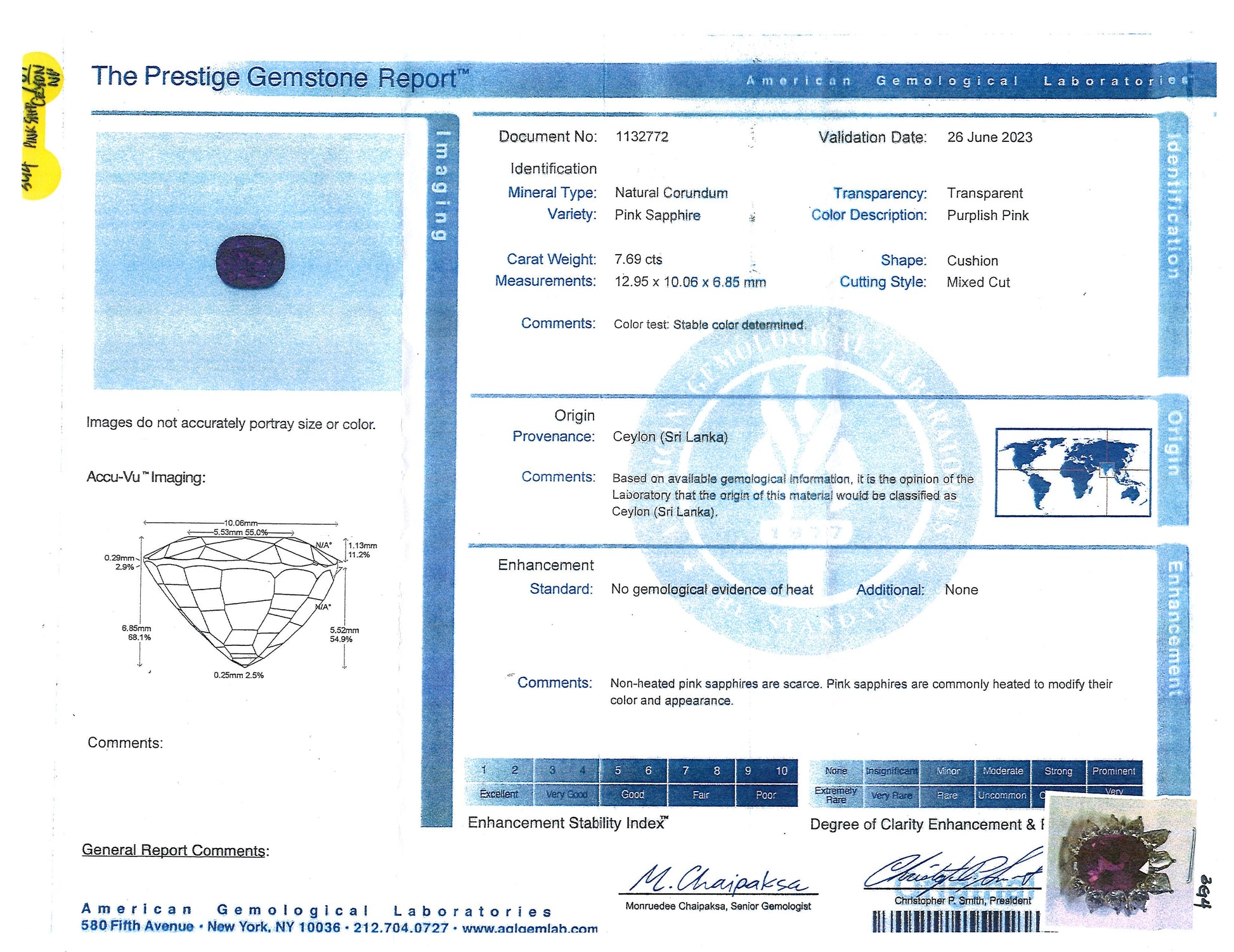 18K Gold 7.69ct Ceylon no-heat Pink Sapphire Diamond Ring, AGL Lueur Jewelry