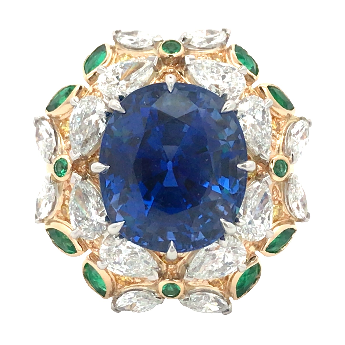 Oscar Heyman, Platinum Gold 9.24ct Sapphire Diamond Ring, Certificate Oscar Heyman