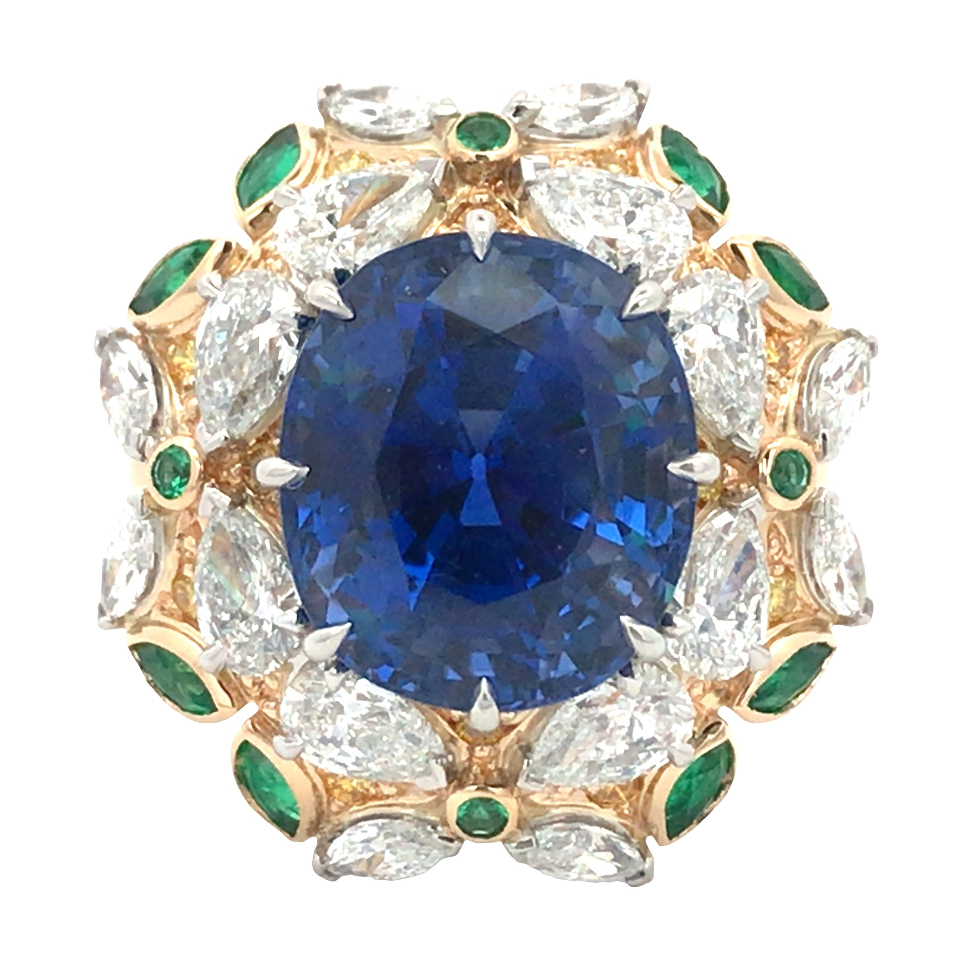 Oscar Heyman, Platinum Gold 9.24ct Sapphire Diamond Ring, Certificate Oscar Heyman